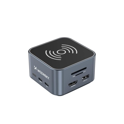 Hub USB-C 12 w 1 Wozinsky WHBC09Y8S wielofunkcyjny,z funkcją ładowania bezprzewodowego, aluminiowy, z kablem 15 cm - szary Hub USB-C 12 w 1 Wozinsky WHBC09Y8S wielofunkcyjny,z funkcją ładowania bezprzewodowego, aluminiowy, z kablem 15 cm - szary