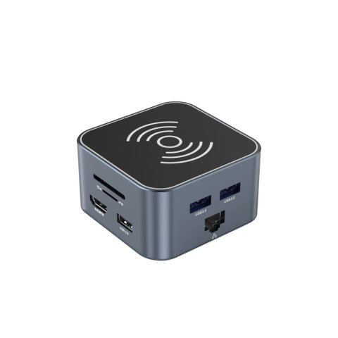 Hub USB-C 12 w 1 Wozinsky WHBC09Y8S wielofunkcyjny,z funkcją ładowania bezprzewodowego, aluminiowy, z kablem 15 cm - szary Hub USB-C 12 w 1 Wozinsky WHBC09Y8S wielofunkcyjny,z funkcją ładowania bezprzewodowego, aluminiowy, z kablem 15 cm - szary
