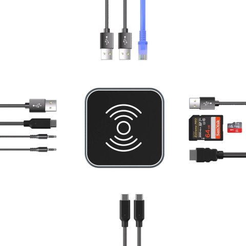 Hub USB-C 12 w 1 Wozinsky WHBC09Y8S wielofunkcyjny,z funkcją ładowania bezprzewodowego, aluminiowy, z kablem 15 cm - szary Hub USB-C 12 w 1 Wozinsky WHBC09Y8S wielofunkcyjny,z funkcją ładowania bezprzewodowego, aluminiowy, z kablem 15 cm - szary