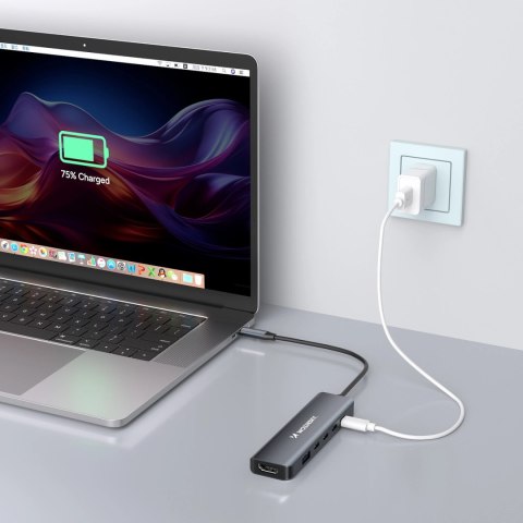 Hub USB-C 6 w 1 Wozinsky WHBC10Y4S wielofunkcyjny, aluminiowy, z kablem 15 cm - szary