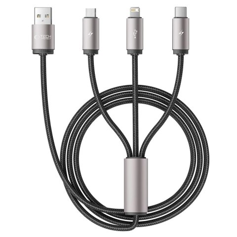 Kabel Tech-Protect UltraBoost 3w1 USB-A - Lightning / USB-C / micro USB 3.5A 1m - szary