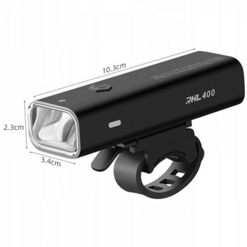 Lampka rowerowa przednia Rockbros 24310006001 400 lm + kabel micro USB - USB-A - czarna Lampka rowerowa przednia Rockbros 24310006001 400 lm + kabel micro USB - USB-A - czarna