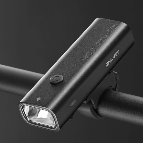 Lampka rowerowa przednia Rockbros 24310006001 400 lm + kabel micro USB - USB-A - czarna Lampka rowerowa przednia Rockbros 24310006001 400 lm + kabel micro USB - USB-A - czarna