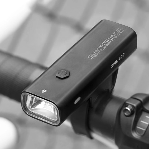 Lampka rowerowa przednia Rockbros 24310006001 400 lm + kabel micro USB - USB-A - czarna Lampka rowerowa przednia Rockbros 24310006001 400 lm + kabel micro USB - USB-A - czarna
