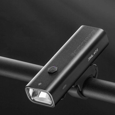 Lampka rowerowa przednia Rockbros 24310006001 400 lm + kabel micro USB - USB-A - czarna Lampka rowerowa przednia Rockbros 24310006001 400 lm + kabel micro USB - USB-A - czarna
