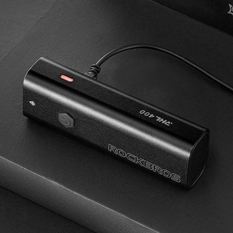 Lampka rowerowa przednia Rockbros 24310006001 400 lm + kabel micro USB - USB-A - czarna Lampka rowerowa przednia Rockbros 24310006001 400 lm + kabel micro USB - USB-A - czarna