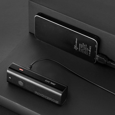 Lampka rowerowa przednia Rockbros 24310006001 400 lm + kabel micro USB - USB-A - czarna Lampka rowerowa przednia Rockbros 24310006001 400 lm + kabel micro USB - USB-A - czarna
