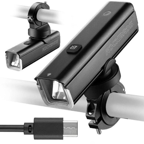 Lampka rowerowa przednia Rockbros 24610002001 1000 lm + kabel USB-C - USB-A - czarna Lampka rowerowa przednia Rockbros 24610002001 1000 lm + kabel USB-C - USB-A - czarna