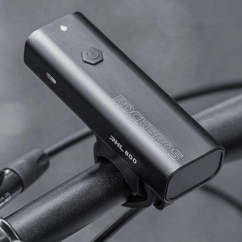 Lampka rowerowa przednia Rockbros 24710012001 800 lm + kabel USB-C - USB-A - czarna