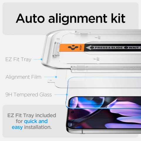 Szkło hartowane Spigen Glas.tR EZ Fit z aplikatorem na Google Pixel 9 Pro XL (2 szt.)