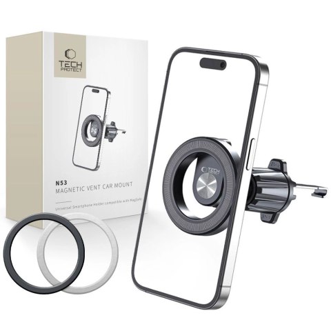 Uchwyt Tech-Protect N53 samochodowy na telefon z MagSafe na kratkę nawiewu - czarny Uchwyt Tech-Protect N53 samochodowy na telefon z MagSafe na kratkę nawiewu - czarny