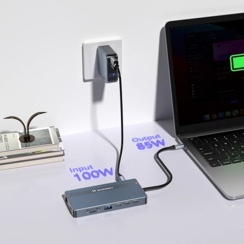 Hub USB-C 14 w 1 Wozinsky WDS03Y5S wielofunkcyjny, aluminiowy, do 3 monitorów, z kablem 15 cm - szary Hub USB-C 14 w 1 Wozinsky WDS03Y5S wielofunkcyjny, aluminiowy, do 3 monitorów, z kablem 15 cm - szary