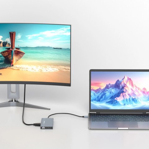 Hub USB-C 14 w 1 Wozinsky WDS03Y5S wielofunkcyjny, aluminiowy, do 3 monitorów, z kablem 15 cm - szary Hub USB-C 14 w 1 Wozinsky WDS03Y5S wielofunkcyjny, aluminiowy, do 3 monitorów, z kablem 15 cm - szary