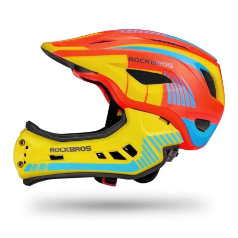 Kask rowerowy Rockbros TT-32SOYB-S dziecięcy z odpinaną szczęką rozmiar S - żółto-pomarańczowy Kask rowerowy Rockbros TT-32SOYB-S dziecięcy z odpinaną szczęką rozmiar S - żółto-pomarańczowy