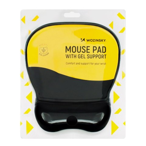 Podkładka pod myszkę Wozinsky ergonomiczna z poduszką na nadgarstek żelowa eco skóra duża antypoślizgowa - czarna Podkładka pod myszkę Wozinsky ergonomiczna z poduszką na nadgarstek żelowa eco skóra duża antypoślizgowa - czarna