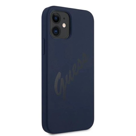 Etui Guess Script Vintage na iPhone 12 mini - niebieskie Etui Guess Script Vintage na iPhone 12 mini - niebieskie
