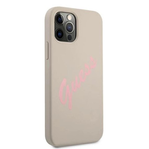 Etui Guess Silicone Vintage na iPhone 12 Pro Max - szaro-różowe Etui Guess Silicone Vintage na iPhone 12 Pro Max - szaro-różowe