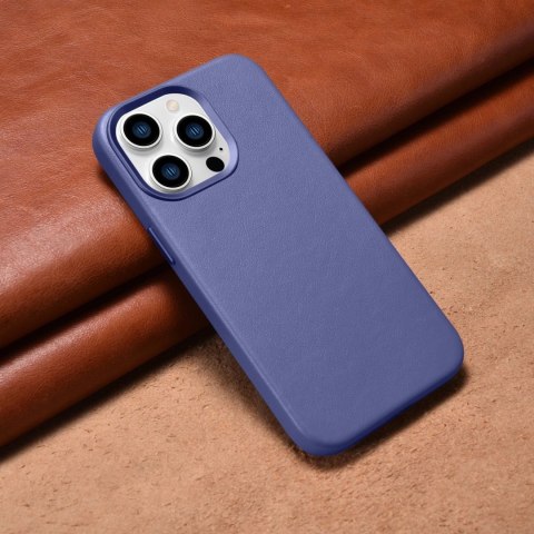 ICarer Case Leather pokrowiec etui z naturalnej skóry do iPhone 14 Pro Max jasnofioletowy (WMI14220708-LP) (kompatybilne z MagSa