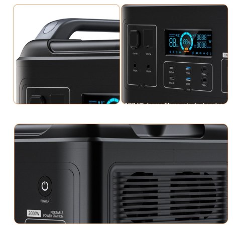Choetech przenośna stacja zasilania LiFePO4 1997Wh 2000W powerbank czarny (BS006 Super Mini)