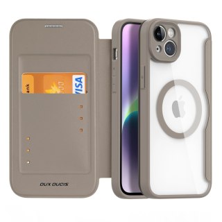 Etui Dux Ducis Skin X Pro na iPhone 14 Plus z MagSafe i klapką - beżowe