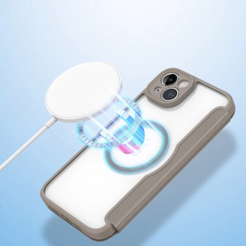 Etui Dux Ducis Skin X Pro na iPhone 14 Plus z MagSafe i klapką - beżowe