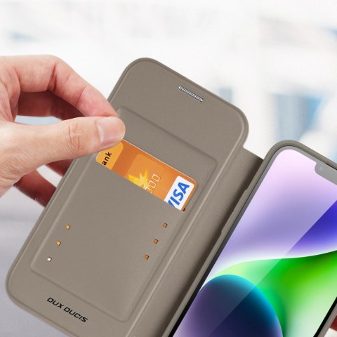 Etui Dux Ducis Skin X Pro na iPhone 14 Plus z MagSafe i klapką - beżowe