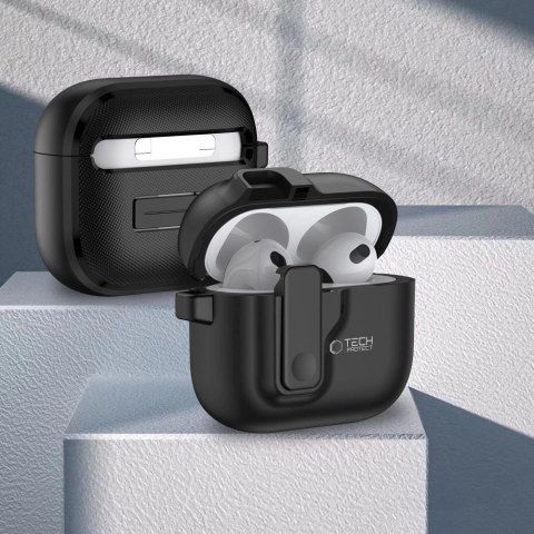 Etui Tech-Protect Slim Hook na AirPods 4 - czarne Etui Tech-Protect Slim Hook na AirPods 4 - czarne