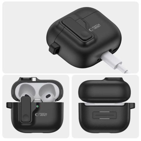 Etui Tech-Protect Slim Hook na AirPods 4 - czarne Etui Tech-Protect Slim Hook na AirPods 4 - czarne
