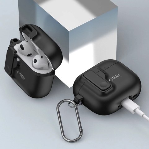 Etui Tech-Protect Slim Hook na AirPods 4 - czarne Etui Tech-Protect Slim Hook na AirPods 4 - czarne