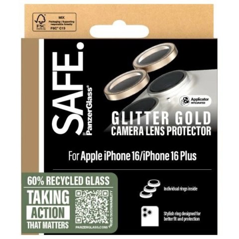 Szkło hartowane SAFE by PanzerGlass na aparat do iPhone 16 / 16 Plus - złote
