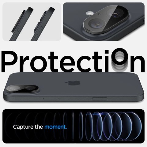 Szkło na aparat Spigen Optik GLAS.TR Camera Protector 2-PACK na iPhone 16 / 16 PLUS - czarne Szkło na aparat Spigen Optik GLAS.TR Camera Protector 2-PACK na iPhone 16 / 16 PLUS - czarne