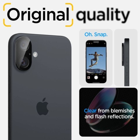 Szkło na aparat Spigen Optik GLAS.TR Camera Protector 2-PACK na iPhone 16 / 16 PLUS - czarne Szkło na aparat Spigen Optik GLAS.TR Camera Protector 2-PACK na iPhone 16 / 16 PLUS - czarne