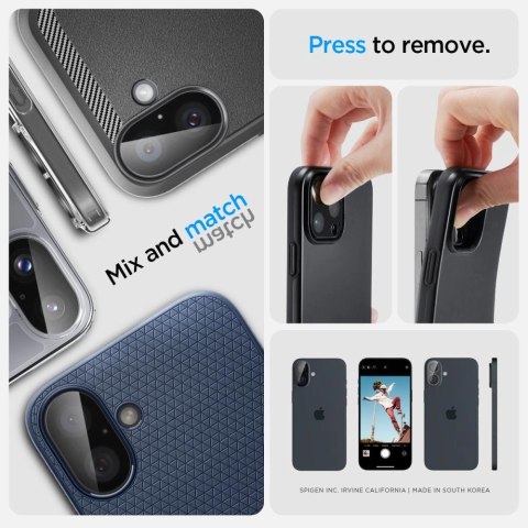 Szkło na aparat Spigen Optik GLAS.TR Camera Protector 2-PACK na iPhone 16 / 16 PLUS - czarne Szkło na aparat Spigen Optik GLAS.TR Camera Protector 2-PACK na iPhone 16 / 16 PLUS - czarne