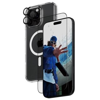 Zestaw PanzerGlass Bundle 3in1 etui przezroczyste + folia + szkło na aparat na iPhone 16 Pro Max