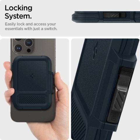 Etui Spigen Lock Fit MagSafe na karty - granatowy Etui Spigen Lock Fit MagSafe na karty - granatowy
