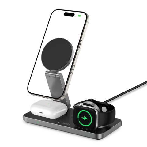 Ładowarka indukcyjna Tech-Protect QI15W-A47 MagSafe 3w1 + kabel USB-C - czarna Ładowarka indukcyjna Tech-Protect QI15W-A47 MagSafe 3w1 + kabel USB-C - czarna