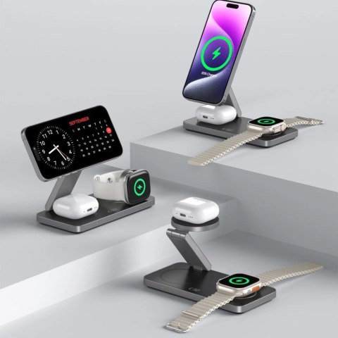 Ładowarka indukcyjna Tech-Protect QI15W-A47 MagSafe 3w1 + kabel USB-C - czarna Ładowarka indukcyjna Tech-Protect QI15W-A47 MagSafe 3w1 + kabel USB-C - czarna