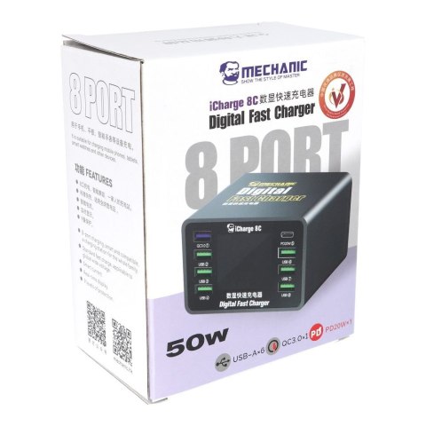 MECHANIC iCharge 8C Ładowarka serwisowa 8 portów PD QC3.0
