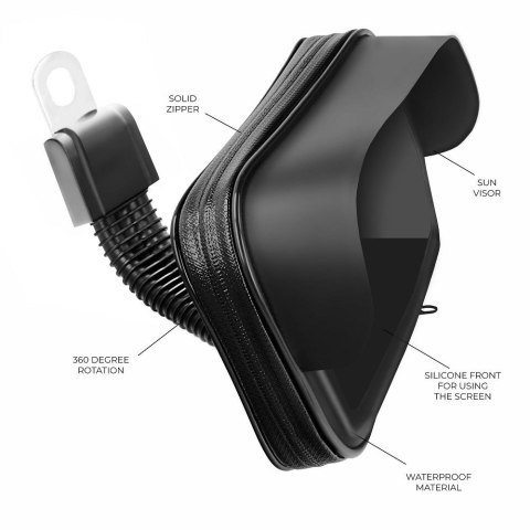 Uchwyt motocyklowy na zamek wodoodporny z daszkiem ( 4,8" - 5,5" ) czarny