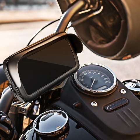 Uchwyt motocyklowy na zamek wodoodporny z daszkiem ( 4,8" - 5,5" ) czarny