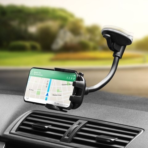 Uchwyt na telefon do samochodu uniwersalny Forcell F-Grip Carbon Bracket ramię 17cm do szyby czarny