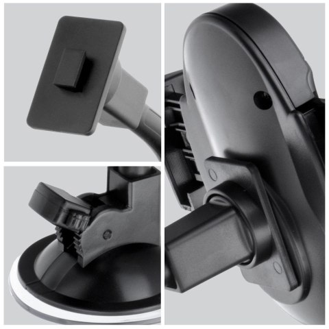 Uchwyt na telefon do samochodu uniwersalny Forcell F-Grip Oval 17 cm do szyby / deski / kratki czarny Uchwyt na telefon do samochodu uniwersalny Forcell F-Grip Oval 17 cm do szyby / deski / kratki czarny
