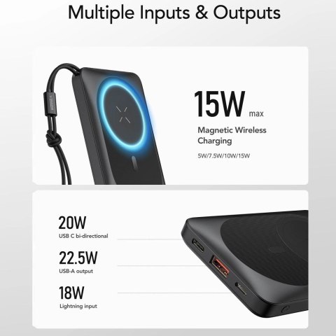 VEGER powerbank 10000 mAh z ładowaniem indukcyjnym kompatybilny z MagSafe PD QC3.0 2A 20W MagOn (VP1151 / W1151) biały VEGER powerbank 10000 mAh z ładowaniem indukcyjnym kompatybilny z MagSafe PD QC3.0 2A 20W MagOn (VP1151 / W1151) biały