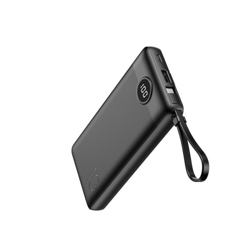 VEGER powerbank 10000 mAh z wbudowanymi kablami Micro USB / Typ C / Lightning C10 (W1116) czarny