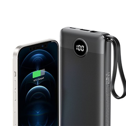 VEGER powerbank 10000 mAh z wbudowanymi kablami Micro USB / Typ C / Lightning C10 (W1116) czarny