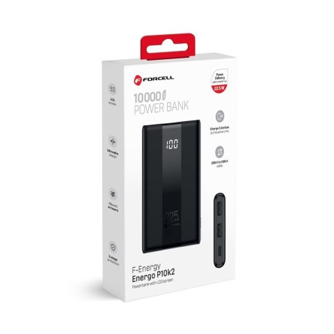 Powerbank Forcell F-Energy Energo P10K2 QC3.0 PD 3A 22,5W 10000 mAh czarny 0INT