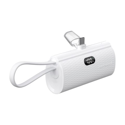 Powerbank Forcell F-Energy Power Plug F5K3 PD 20W 5000 mAh z wbudowanym złączem USB C biały Powerbank Forcell F-Energy Power Plug F5K3 PD 20W 5000 mAh z wbudowanym złączem USB C biały