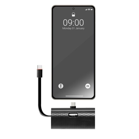 Powerbank Forcell F-Energy Power Plug F5K3 PD 20W 5000 mAh z wbudowanym złączem USB C czarny Powerbank Forcell F-Energy Power Plug F5K3 PD 20W 5000 mAh z wbudowanym złączem USB C czarny