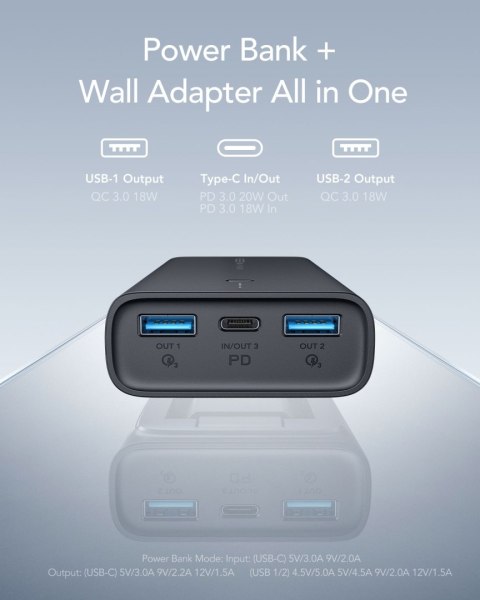 VEGER powerbank 10000 mAh PD QC3.0 20W ACE100 (W1146) czarny.