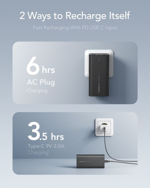 VEGER powerbank 10000 mAh PD QC3.0 20W ACE100 (W1146) czarny.